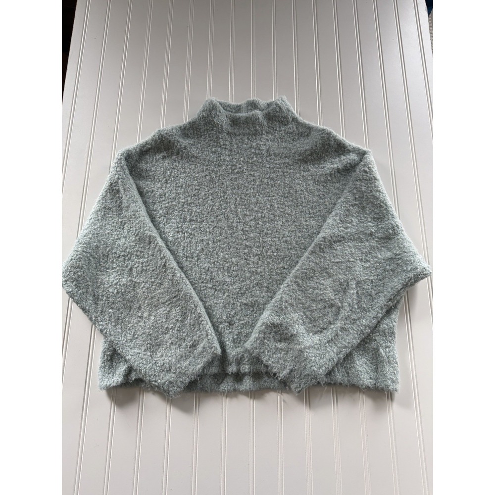 Abercrombie Fitch Sweater L XL Mint Green Mock Neck Textured Cozy